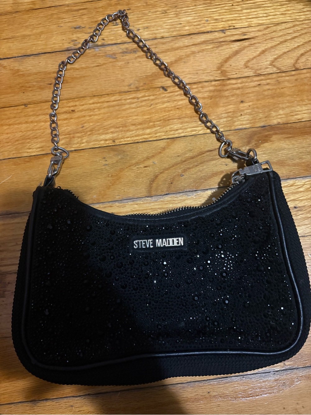 Steve Madden Black Sequin Mini Chain Shoulder Bag